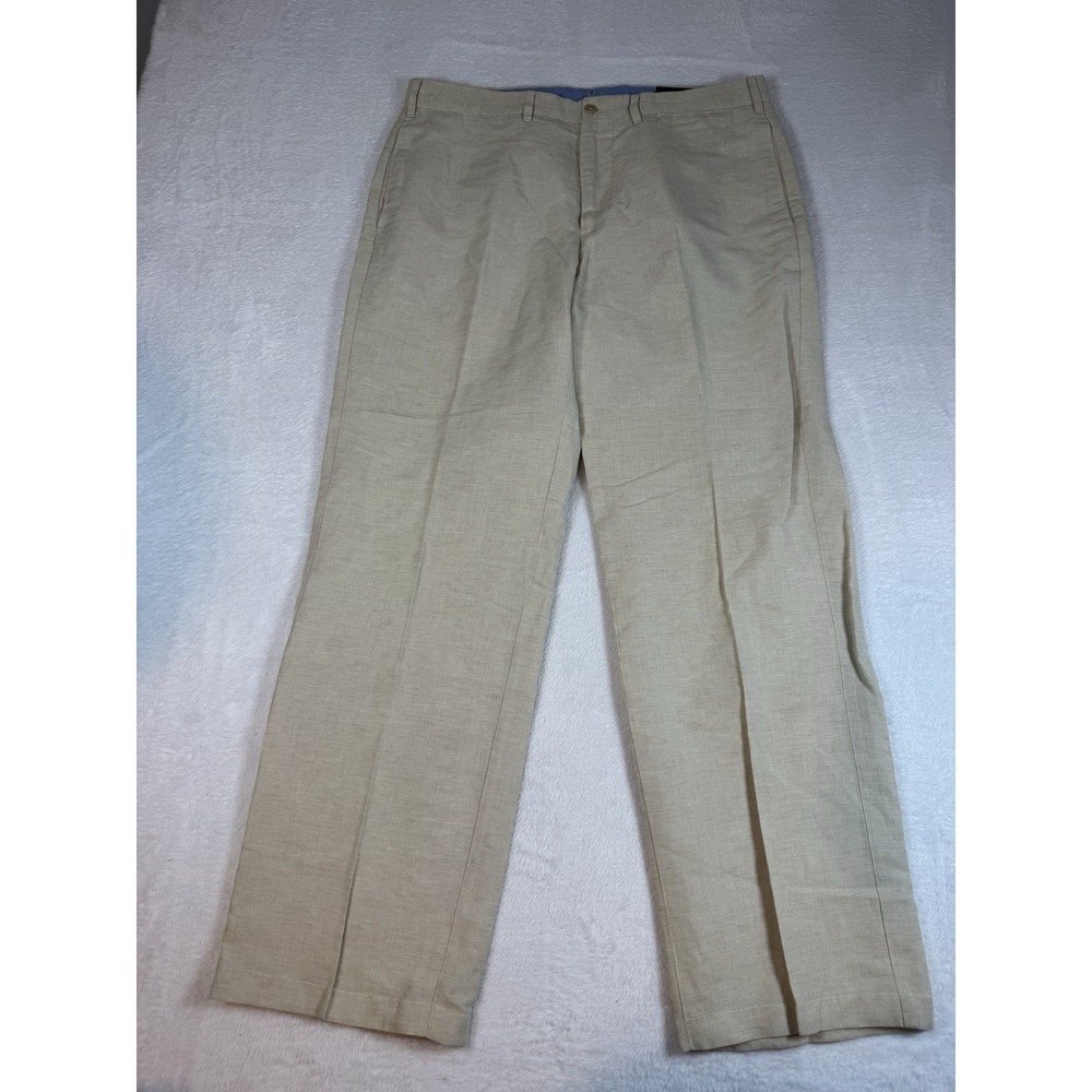 Hickey Freeman Linen Cotton Pants Cream Dress  35x30‎ Light Career